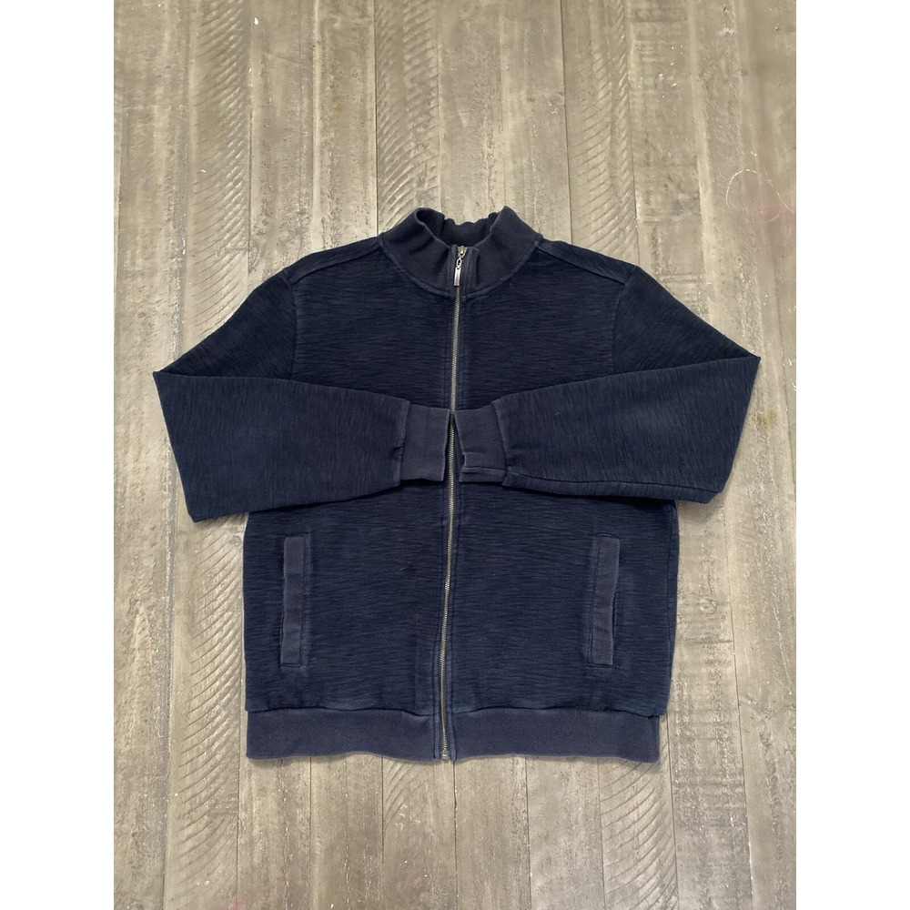 Robert Barakett Jacket Mens Large Blue Full Zip Sweater Cotton Blend Casual